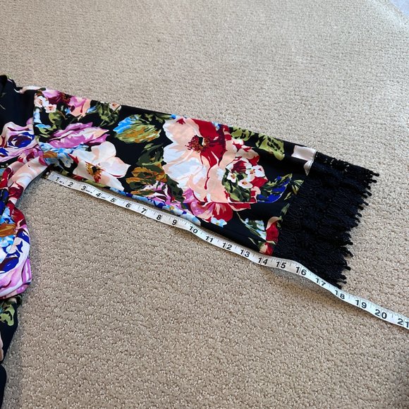 Show Me Your Mumu Dress Portabella Black Floral Mini Swing LS Boho Witchy SMALL - Picture 12 of 14